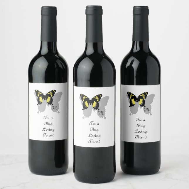 Jamaica Butterfly Shadow Monogram Wine Label (Bottles)