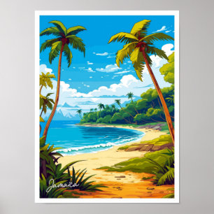 Jamaica Caribbean Art Travel Vintage illustration Poster