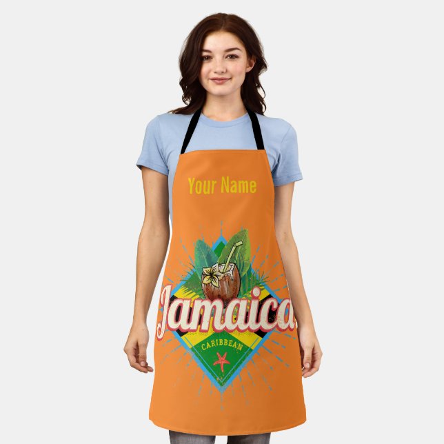 Jamaica caribbean retro flag vacation vintage apron (Worn)