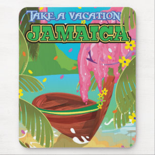Jamaica cartoon travel poster mouse mat