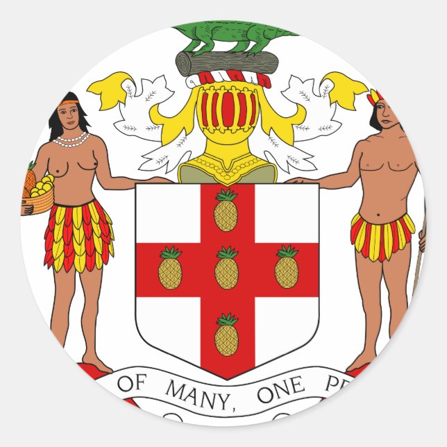 Jamaica Coat Of Arms Classic Round Sticker (Front)