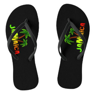 Jamaica coconut trees colourful flip flops