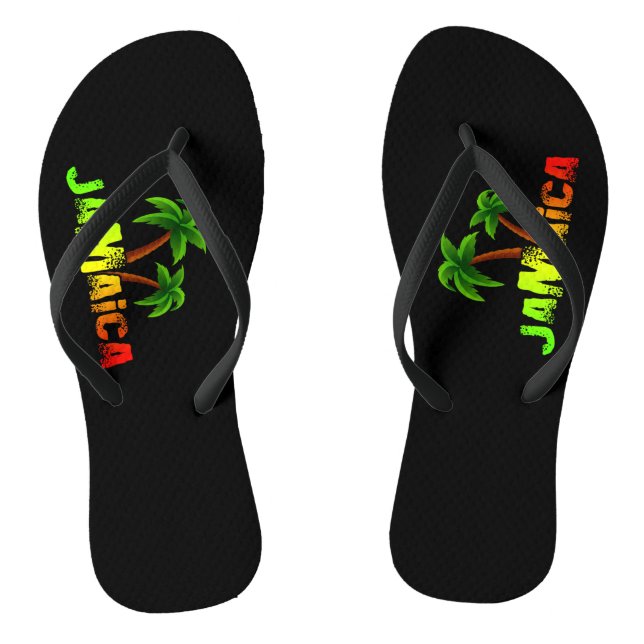 Jamaica coconut trees colourful flip flops (Footbed)