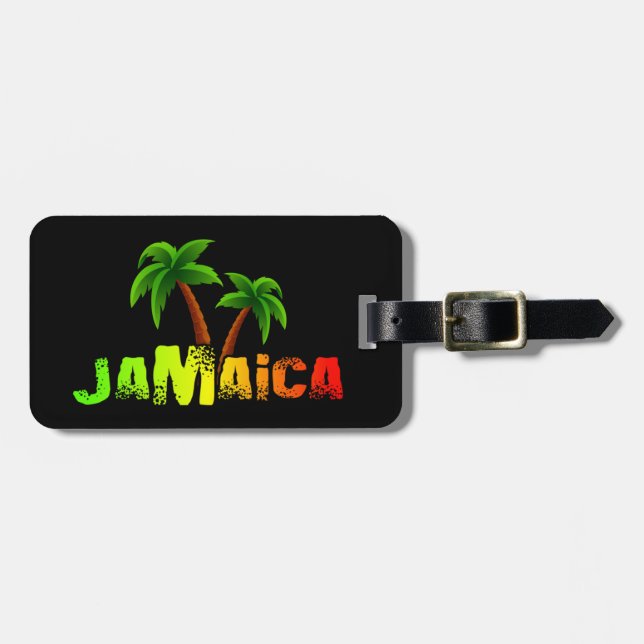 Jamaica coconut trees colourful luggage tag (Front Horizontal)