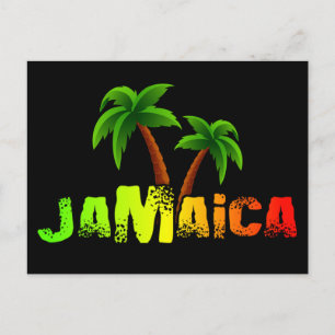 Jamaica coconut trees colourful postcard