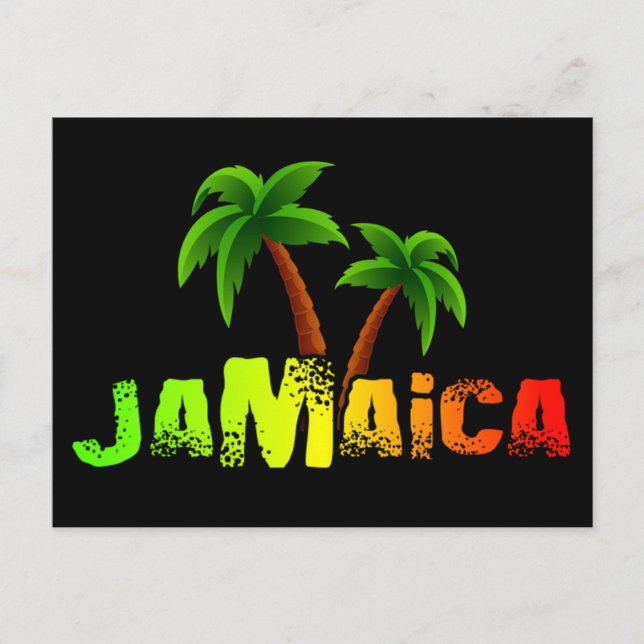 Jamaica coconut trees colourful postcard (Front)