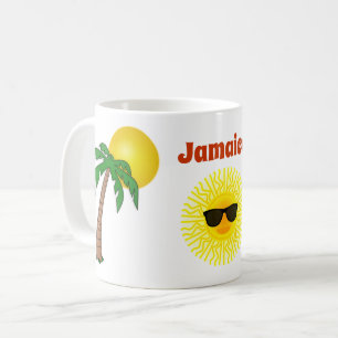 Jamaica Colourful Island Palm Trees Sun Sunglasses Coffee Mug