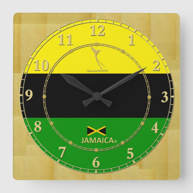 Jamaica Colours Gold Modern Wall Clock Gift Sale (Front)