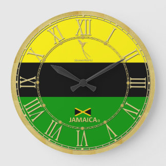 Jamaica Colours Gold Roman Numerals Modern Clock