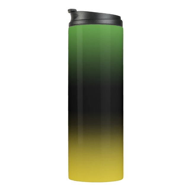Jamaica Colours Gradient Ombre Green & Gold Thermal Tumbler (Rotated Right)
