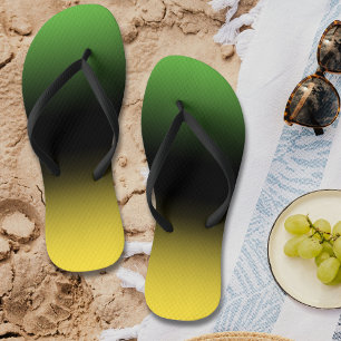 Jamaica Colours Gradient Ombre Green & Yellow Flip Flops