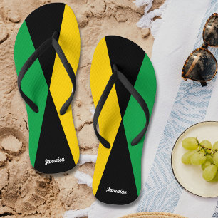 Jamaica Colours Green Black & Gold Jamaican Flip Flops