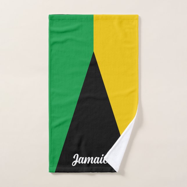 Jamaica Colours Green Black & Gold Jamaican Hand Towel (Hand Towel)