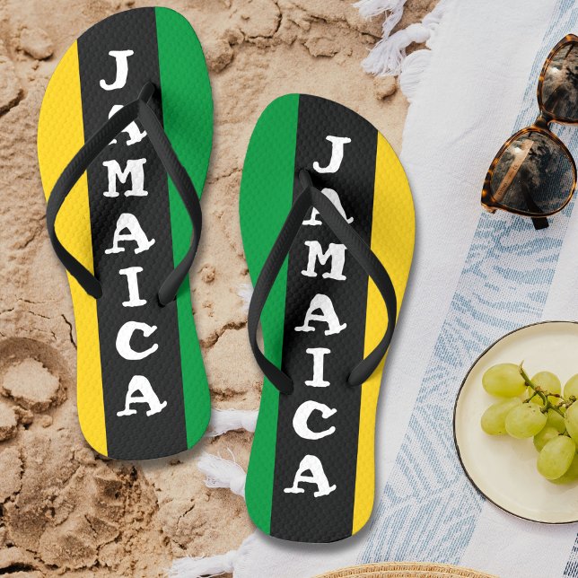Jamaica Colours Green Gold Black Jamaican Flip Flops (Jamaica Colors Green Gold Black Jamaican Flip Flops)
