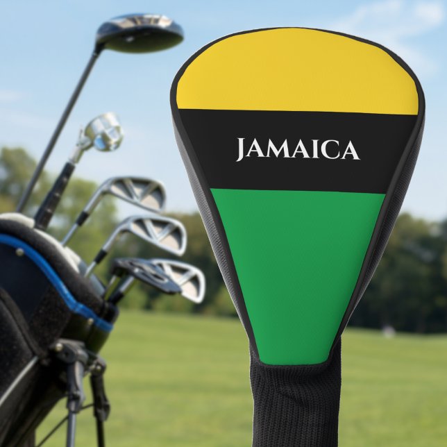 Jamaica Colours Green Gold Black Jamaican Golf Head Cover (Jamaica Jamaican flag colors golf head cover)