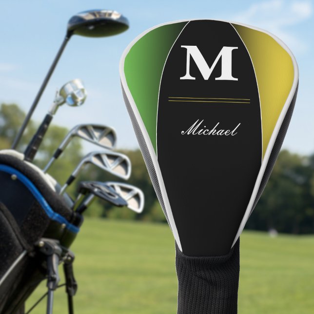 Jamaica Colours Green Gold Caribbean Name Monogram Golf Head Cover (jamaica color monogram golf head cover)