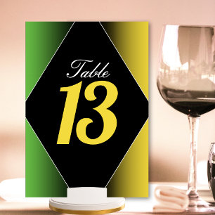Jamaica Colours Green Gold Caribbean Restaurant Table Number