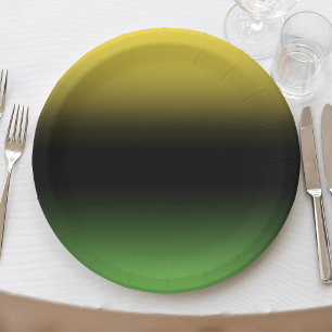 Jamaica Colours Ombre Gradient Green and Yellow Paper Plate