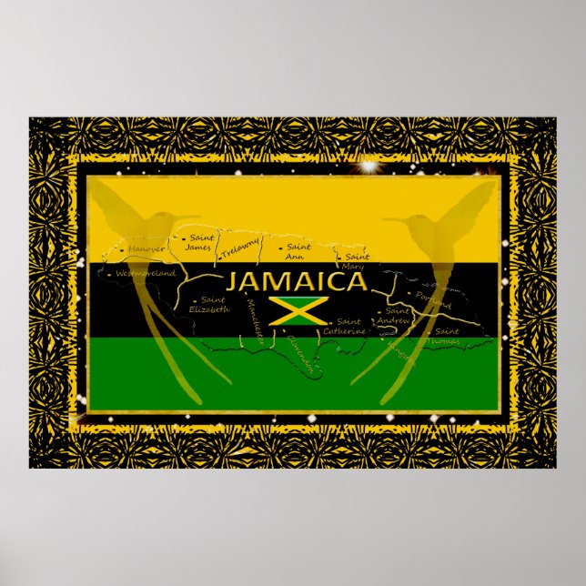 Jamaica Colours Parishes Humming Bird Poster (Front)