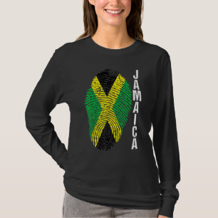 Jamaica Countries Flag Fingerprint Graphic Sleeve T-Shirt
