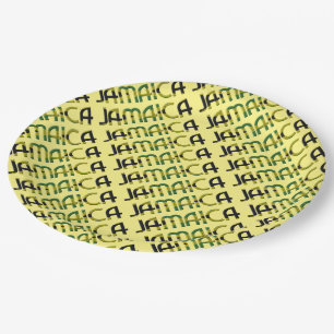 Jamaica Country Flag Colours Typography Holiday Paper Plate