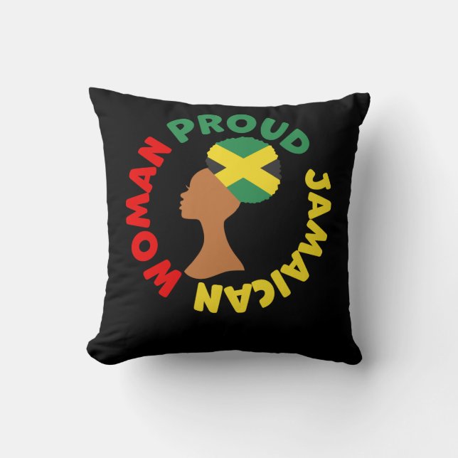 Jamaica Country Flag Roots Proud Jamaican Woman Cushion (Front)
