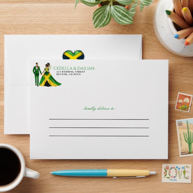 Jamaica Couple Wedding Envelope (Desk)