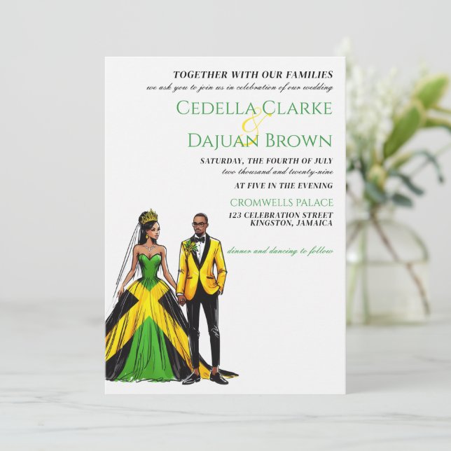 Jamaica Couple Wedding Invitation (Standing Front)