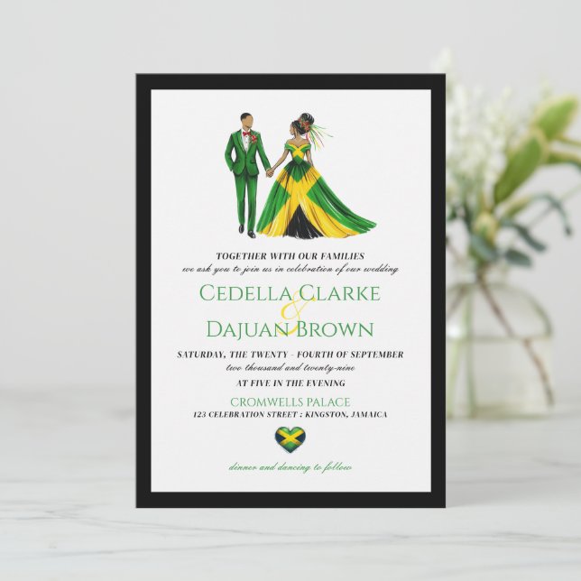 Jamaica Couple Wedding Invitation (Standing Front)