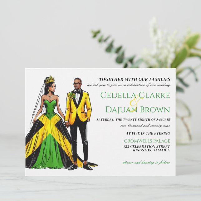 Jamaica Couple Wedding Invitation (Standing Front)
