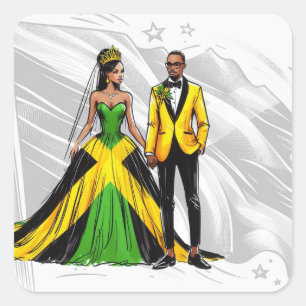 Jamaica Couple Wedding Square Sticker