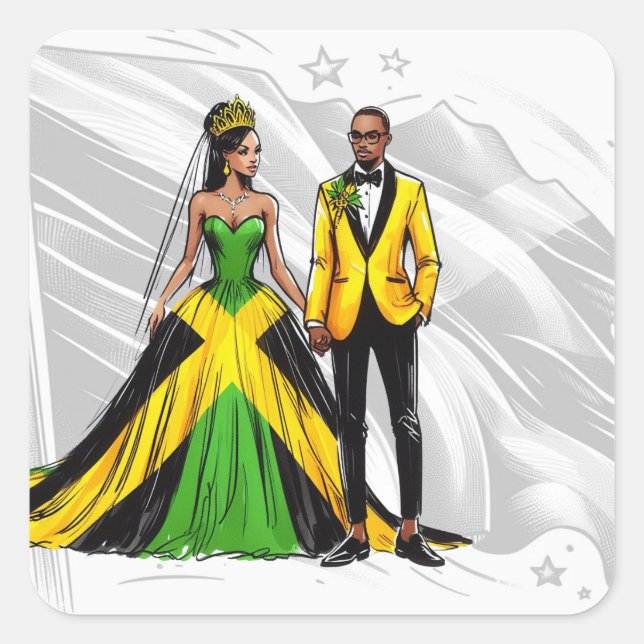 Jamaica Couple Wedding Square Sticker (Front)