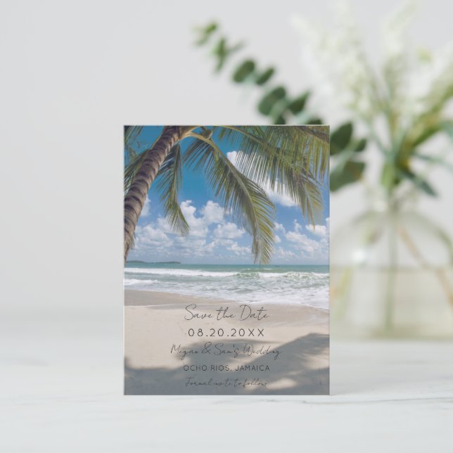 Jamaica Destination Beach Wedding Save the Date  Announcement Postcard (Standing Front)
