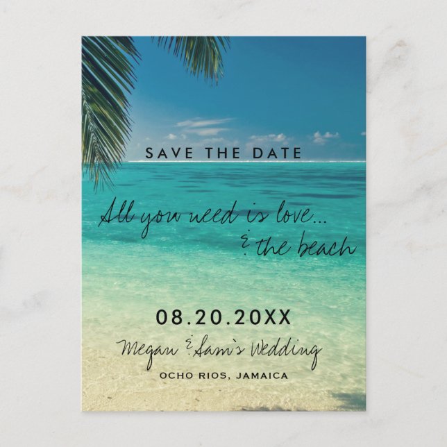 Jamaica Destination Wedding Save the Date Announcement Postcard (Front)