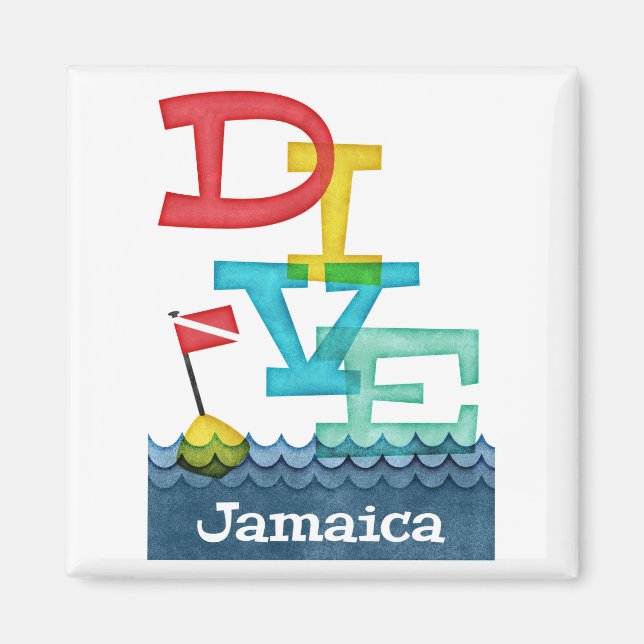 Jamaica Dive - Colourful Scuba Magnet (Front)