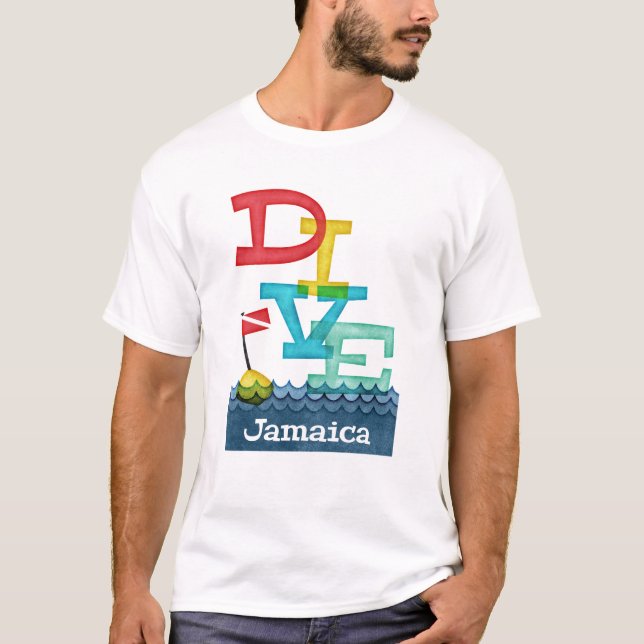 Jamaica Dive - Colourful Scuba T-Shirt (Front)
