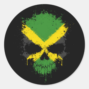 Jamaica Dripping Splatter Skull Classic Round Sticker
