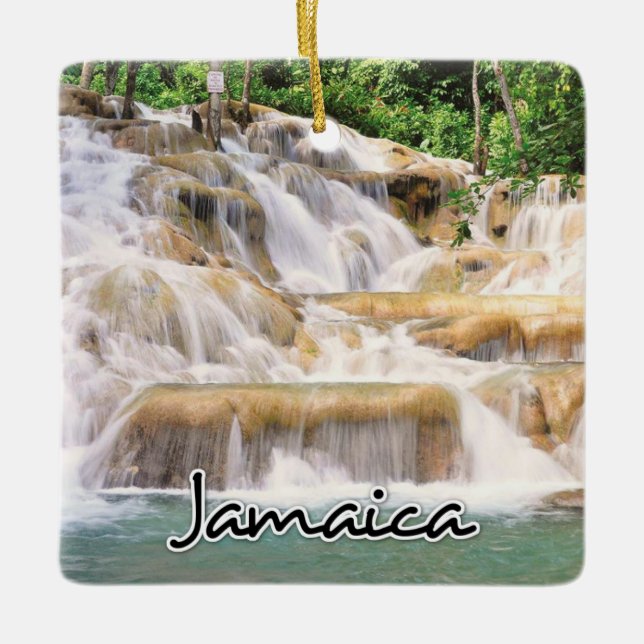 Jamaica Dunn's River Falls closeup Ceramic Ornament (Front)