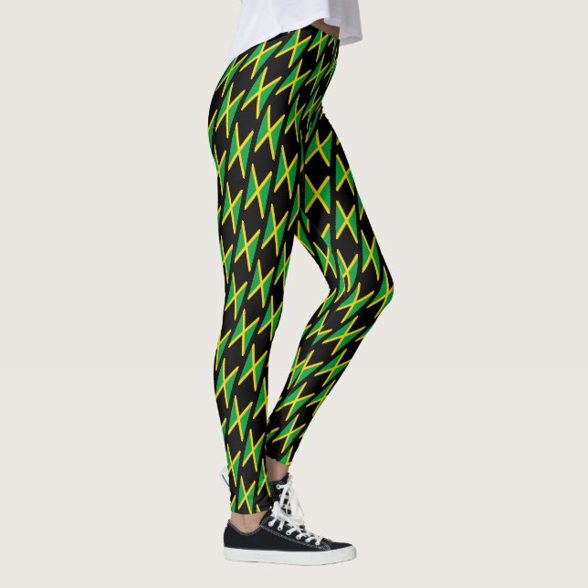 Jamaica fashion & Jamaican Flag travel /sports fan Leggings (Right)