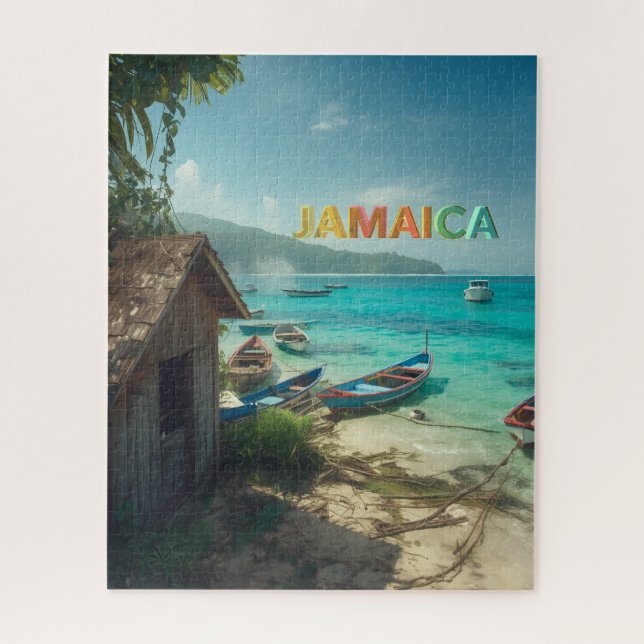 jamaica fishing shack and boats jigsaw puzzle (Vertical)
