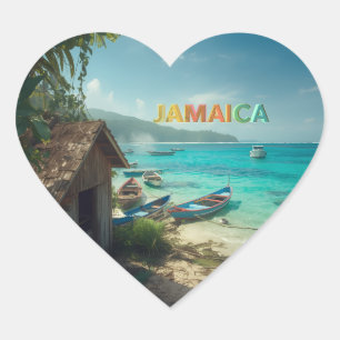 jamaica fishing shack heart sticker