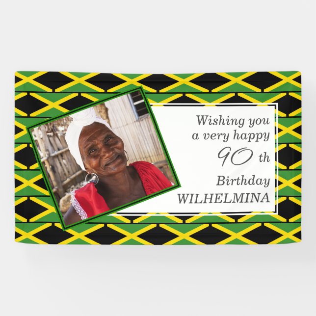 JAMAICA FLAG 90th Birthday Any Age Photo Banner (Horizontal)