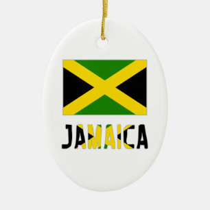 Jamaica  Flag and Word Ceramic Tree Decoration