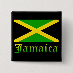 Jamaica Flag, Black, Green and Yellow 15 Cm Square Badge