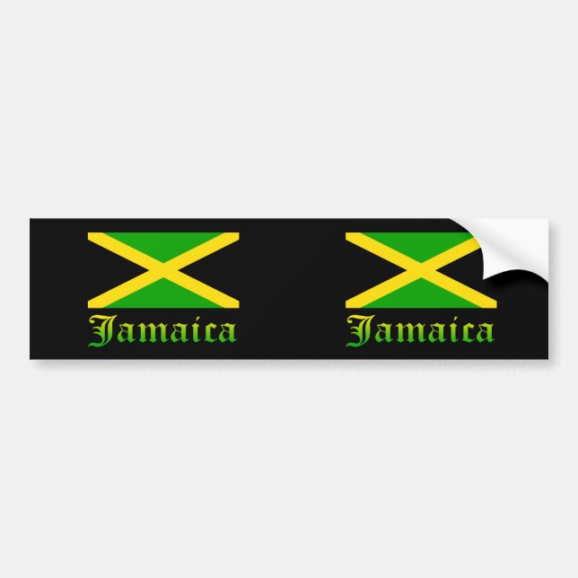 Jamaica Flag, Black, Green and Yellow Bumper Sticker (Front)