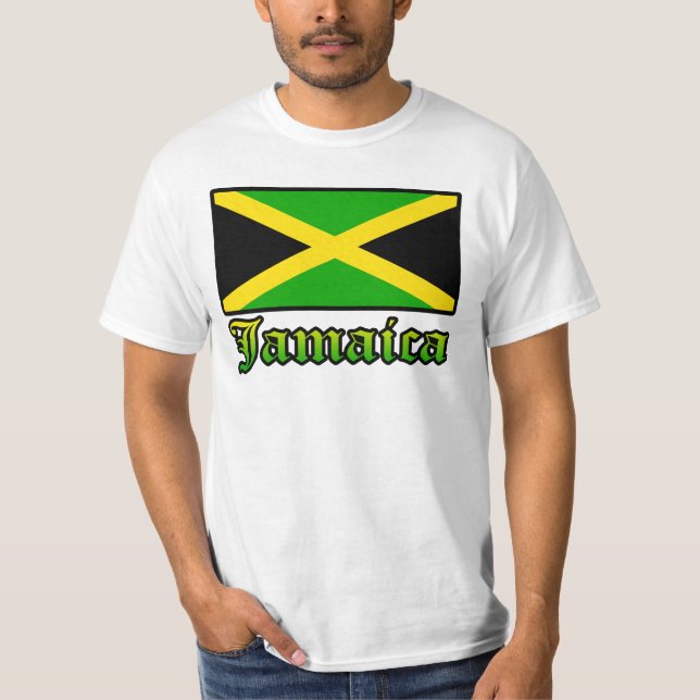 Jamaica Flag, Black, Green and Yellow T-Shirt (Front)
