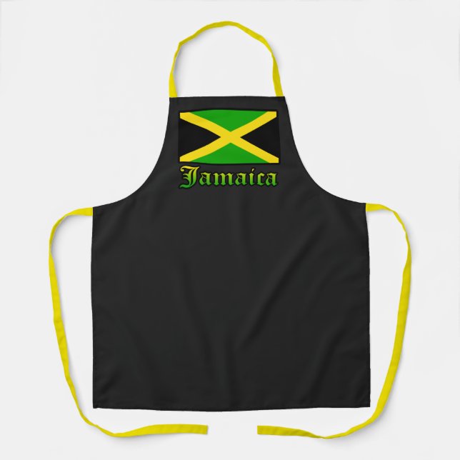 Jamaica Flag Black Green Yellow Jamaican Apron (Front)