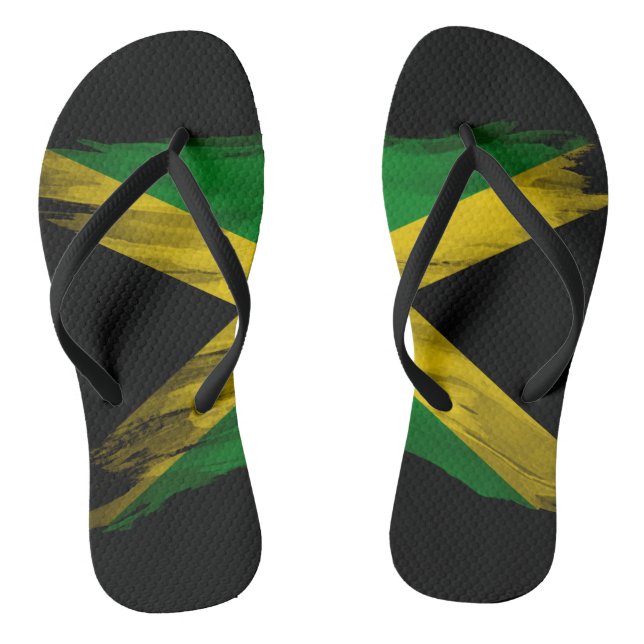 Jamaica flag brush stroke, national flag flip flops (Footbed)