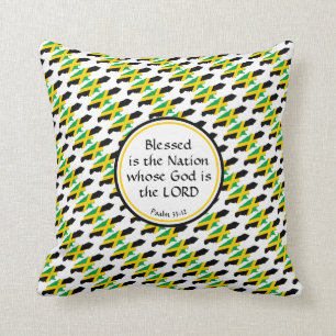 JAMAICA Flag Christian Blessed Nation Jamaican Cushion