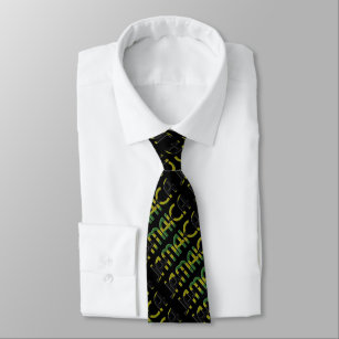 Jamaica Flag Colours Typography Pattern Tie